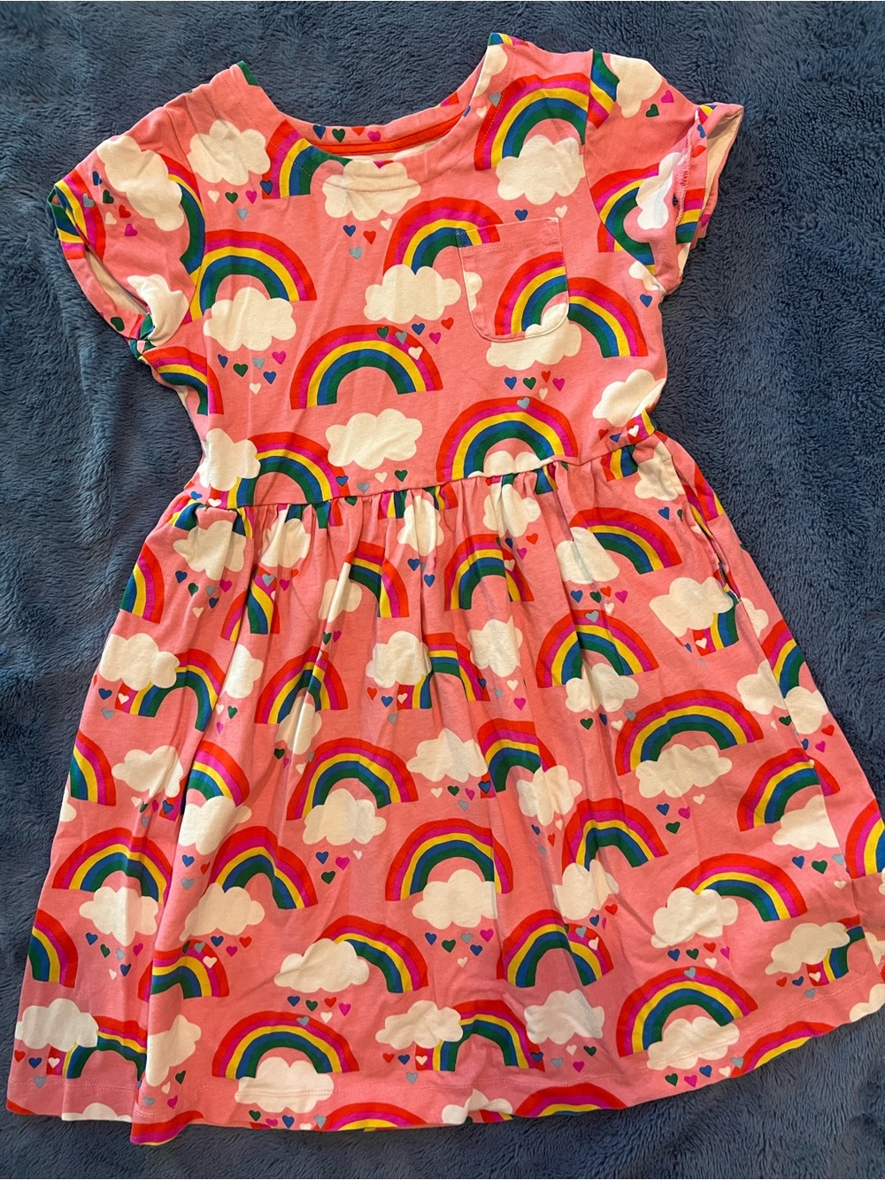 Mini Boden Rainbow Cloud Print Dress